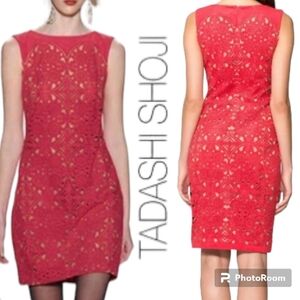 Tadashi Shoji Laser Cut Micro Suede Dress